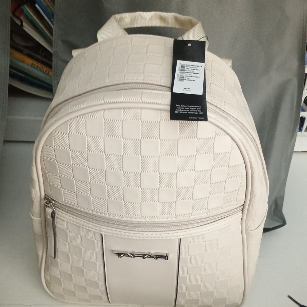 Cream Geometric Textured Backpack - Picture 2 of 2